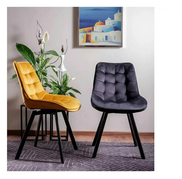 Scaun MONTI, negru - Bluvel 19, stofa catifelata/metal, 51x60x88 cm