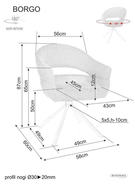 Scaun BORGO, gri - Raven 18, stofa clasica/metal, 58x45x87 cm