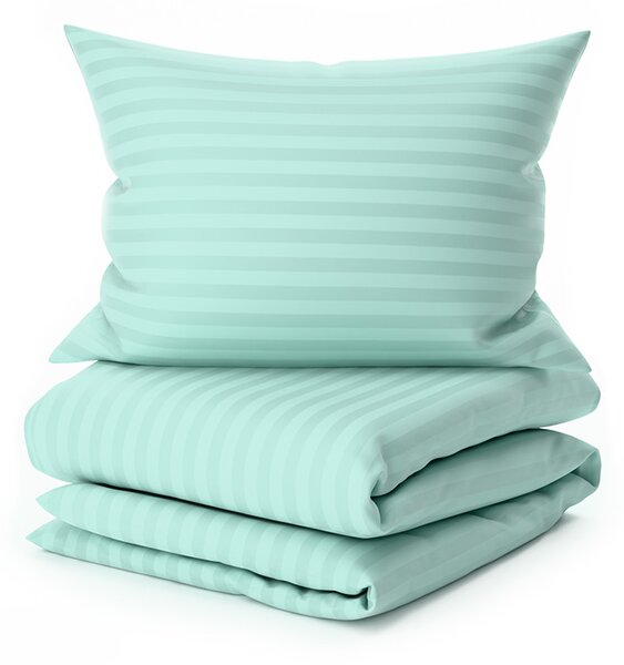 Lenjerie de pat hoteliera din microfibra JASMINE menta - dunga 2 cm Dimensiunile lenjeriei: 70 x 90 cm | 140 x 220 cm