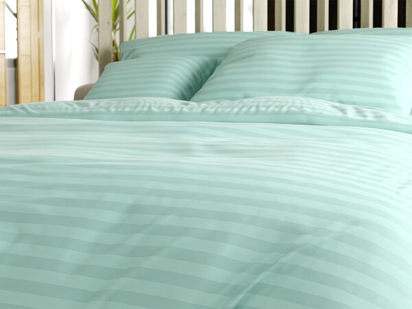 Lenjerie de pat hoteliera din microfibra JASMINE menta - dunga 2 cm Dimensiunile lenjeriei: 70 x 90 cm | 140 x 220 cm