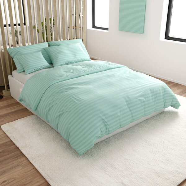 Lenjerie de pat hoteliera din microfibra JASMINE menta - dunga 2 cm Dimensiunile lenjeriei: 70 x 90 cm | 140 x 220 cm
