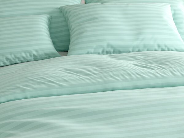 Lenjerie de pat hoteliera din microfibra JASMINE menta - dunga 2 cm Dimensiunile lenjeriei: 70 x 90 cm | 140 x 220 cm