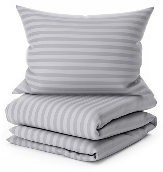 Lenjerie de pat hoteliera din microfibra JASMINE gri deschis - dungi 2 cm Dimensiunile lenjeriei: 70 x 90 cm | 140 x 200 cm