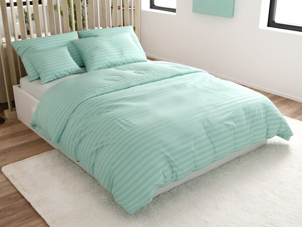Lenjerie de pat hoteliera din microfibra JASMINE menta - dunga 2 cm Dimensiunile lenjeriei: 70 x 90 cm | 140 x 220 cm