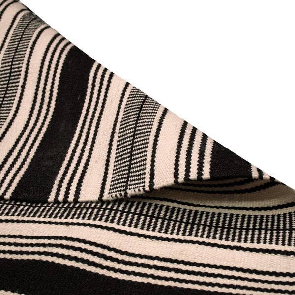 Covor reversibil pentru exterior din plastic reciclat Green Decore Zambezi, 80 x 180 cm, alb-negru