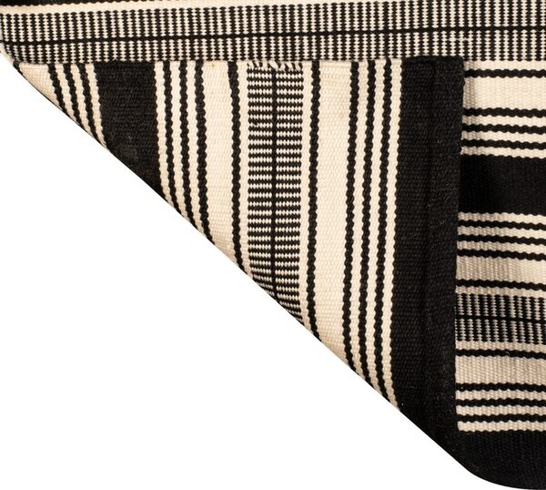 Covor reversibil pentru exterior din plastic reciclat Green Decore Zambezi, 80 x 180 cm, alb-negru