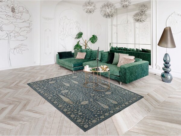 Covor din viscoză Universal Vintage Flowers, 120 x 170 cm, albastru