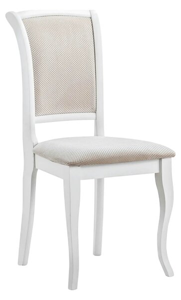 Scaun vintage bucatarie MN-SC, alb/bej, stofa/lemn, 45x42x96 cm