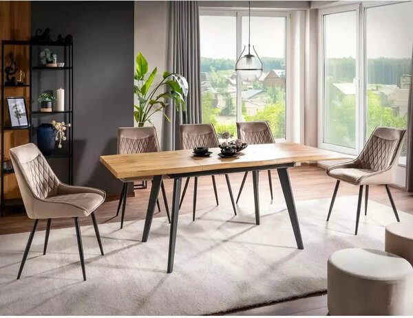 Masa extensibila FRESNO, stejar/negru, 120/180x80x76 cm