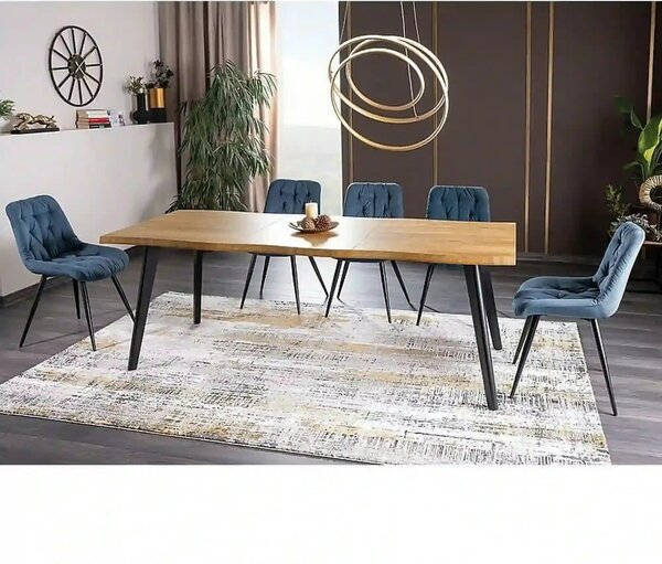 Masa extensibila FRESNO, stejar/negru, 120/180x80x76 cm