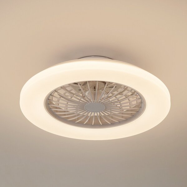Lindby Ventilator de tavan LED Vedin, alb, DC, Ø 49 cm, CCT, reglabil, Alb, Camera de zi / sufragerie, Plastic, Modern