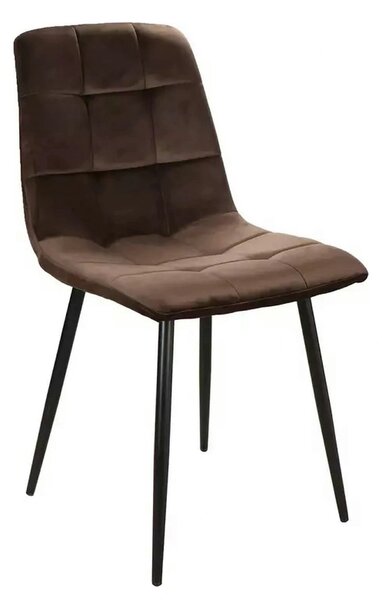 Scaun tapitat MILA, maro/negru, stofa catifelata/metal, 45x41x86 cm