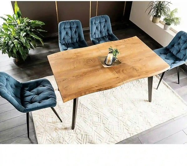 Masa extensibila FRESNO, stejar artisan/negru, 120/180x80x76 cm