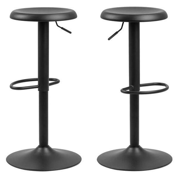 Scaun de bar negru cu înălțime ajustabilă din metal (înălțime șezut 59 cm) Finch – Actona