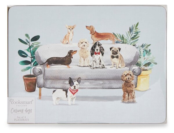 Set de 4 suporturi farfurii din plută 21.5x29 cm Curious Dogs - Cooksmart ®