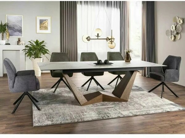 Scaun rotativ HUGO, gri/negru, stofa clasica/metal, 58x46x90 cm