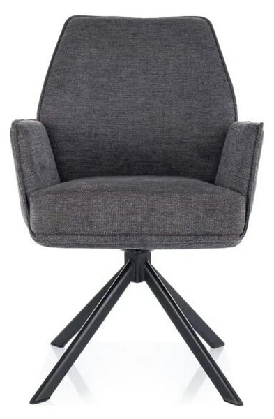 Scaun rotativ HUGO, gri inchis/negru, stofa clasica/metal, 58x46x90 cm