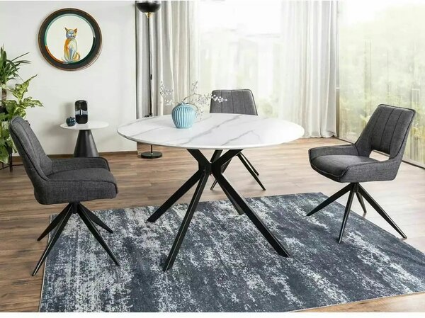 Scaun rotativ TELLO, gri/negru, stofa clasica/metal, 54x46x84 cm