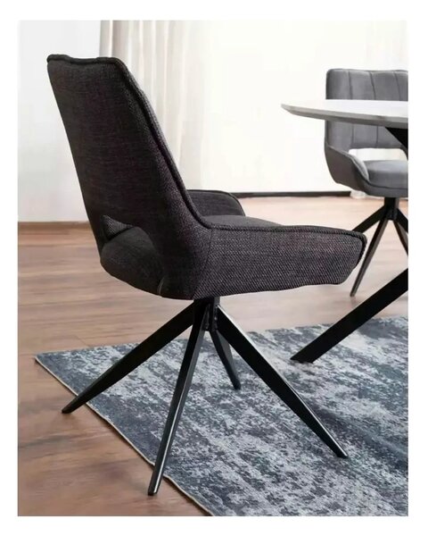 Scaun rotativ TELLO, gri/negru, stofa clasica/metal, 54x46x84 cm