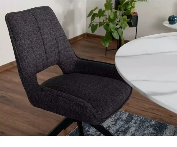 Scaun rotativ TELLO, gri/negru, stofa clasica/metal, 54x46x84 cm