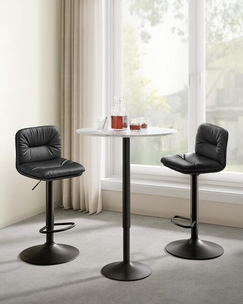 Set 2 scaune de bar, Vasagle, Negru, 41×47×（89-110） cm