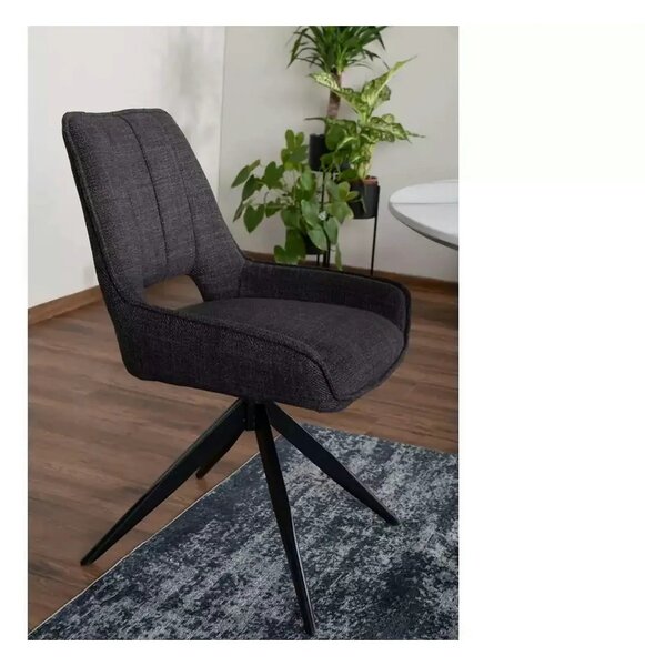 Scaun rotativ TELLO, gri/negru, stofa clasica/metal, 54x46x84 cm