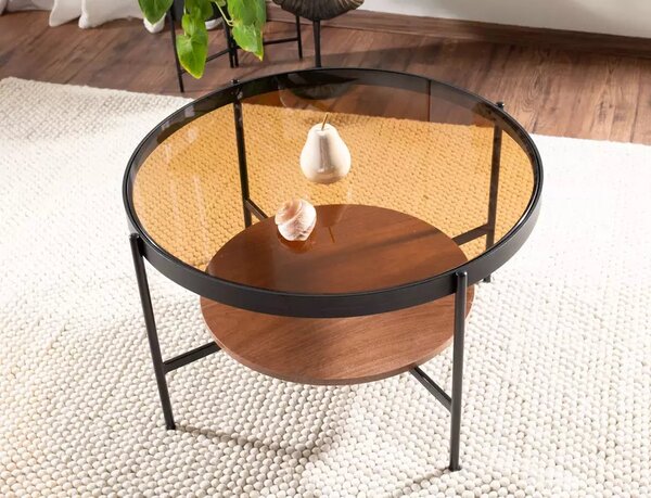 Masuta cafea PRIMA B, nuc/negru, 74x43 cm