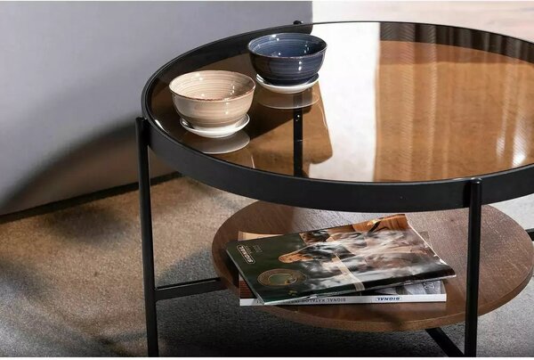 Masuta cafea PRIMA B, nuc/negru, 74x43 cm