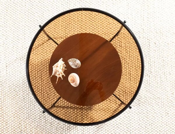 Masuta cafea PRIMA B, nuc/negru, 74x43 cm
