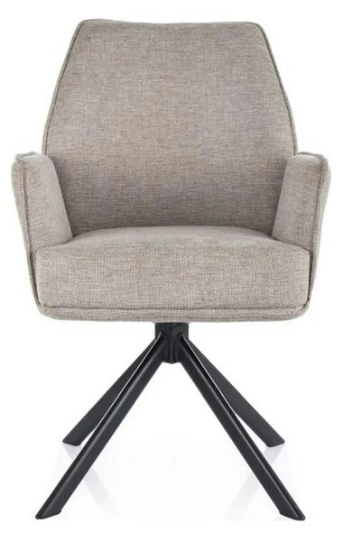 Scaun rotativ HUGO, bej/negru, stofa clasica/metal, 58x46x90 cm