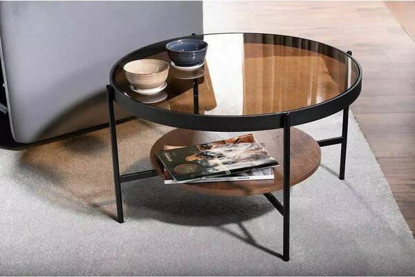 Masuta cafea PRIMA B, nuc/negru, 74x43 cm