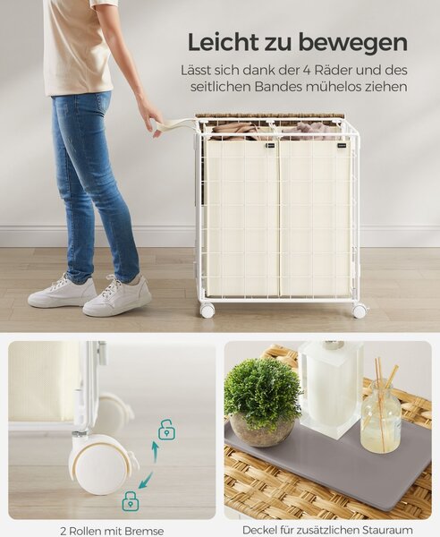 Cos de rufe Songmics Bej 57x33x60 cm