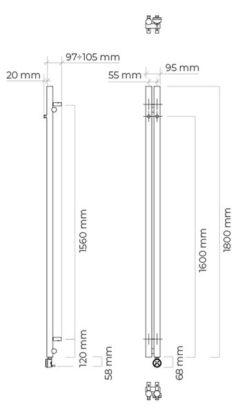 Oltens Stang încălzitor electric 180x9.5 cm alb 55110000