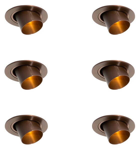 Set de 6 spoturi încastrate bronz închis GU10 35mm rotunde înclinabile - Installa