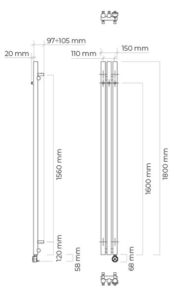 Oltens Stang încălzitor electric 180x15 cm alb 55111000