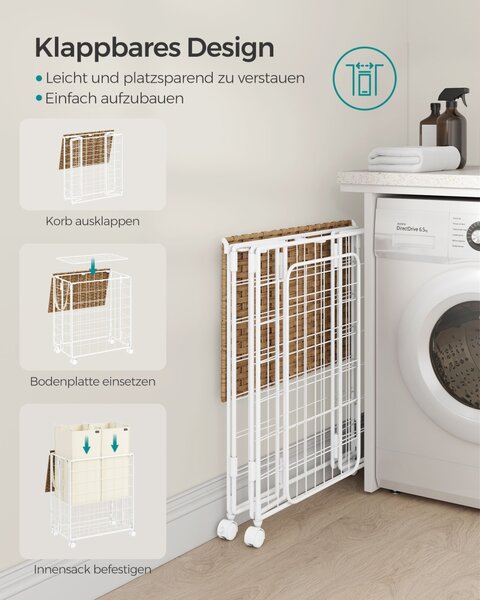 Cos de rufe Songmics Bej 57x33x60 cm