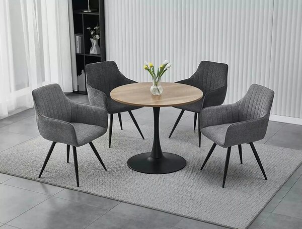 Scaun BALLO, gri inchis/negru, stofa clasica/metal, 56x45x84 cm