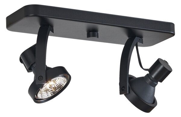 Spot de tavan de design negru GU10 70mm 2 lumini reglabil - Vo