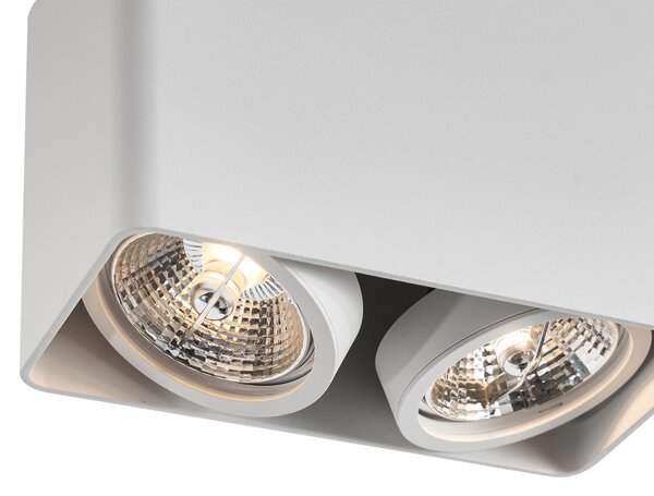 Spot de design alb, montat la suprafață, GU10 70mm, cu 2 lumini, rotativ și înclinabil - Vox