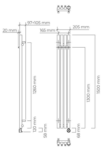 Oltens Stang încălzitor electric 150x20.5 cm alb 55120000
