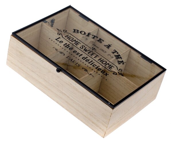 Cutie din lemn pentru ceai cu 6 compartimente Dakls Hannah, 24 x 16 cm