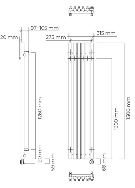 Oltens Stang încălzitor electric 150x31.5 cm alb 55122000