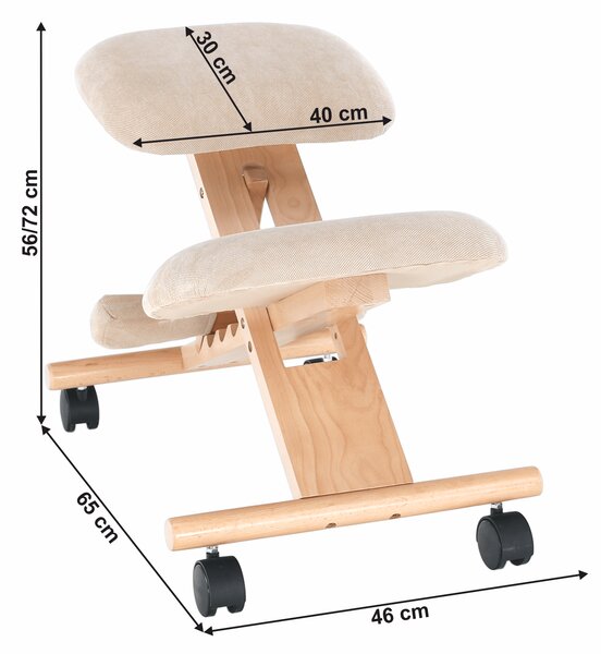 KONDELA Scaun tip kneeling ergonomic, crem / fag, GROCO