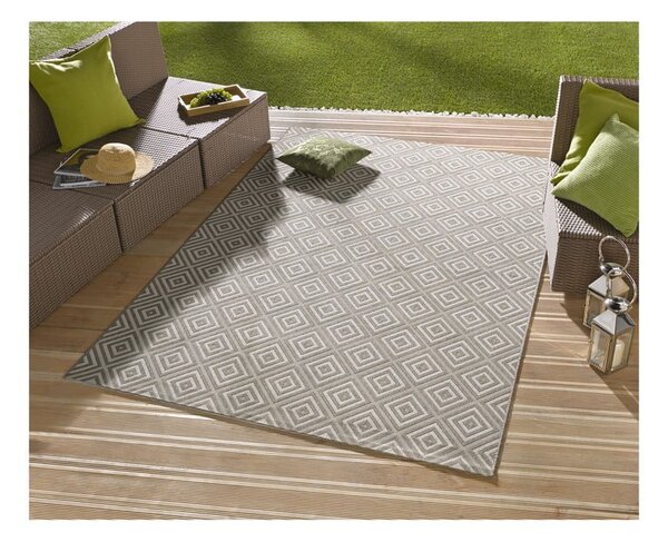 Covor de exterior NORTHRUGS Karo, 80 x 150 cm, gri