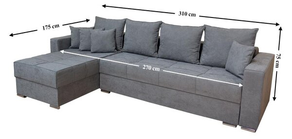 Colțar Extensibil Claudia Mare XXL Memory XXL Gri - Lemon 12, Interschimbabil