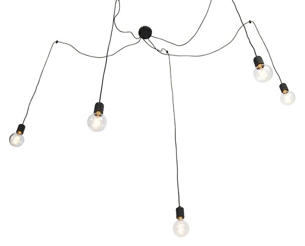Lampă pendant de design neagră cu 5 lumini - Cavalux