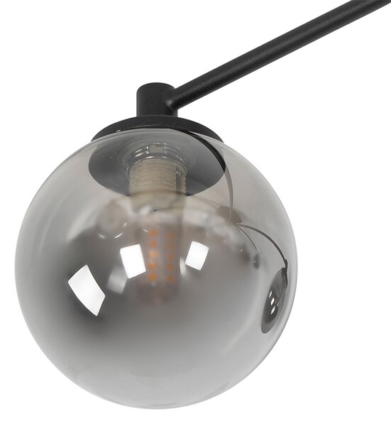 Plafoniera moderna neagra cu 8 lumini cu sticla fumurie - Atena