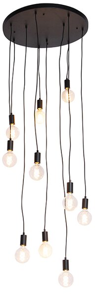 Lampă modernă suspendată neagră 60 cm 10 lumini - Facil