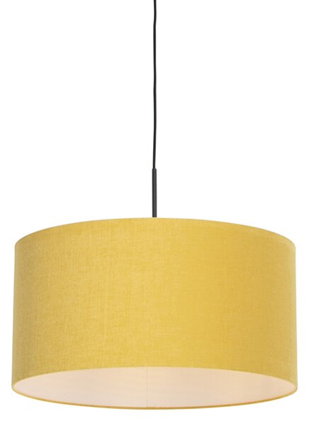 Lampă modernă suspendată neagră cu umbră de 50 cm galben - Combi 1