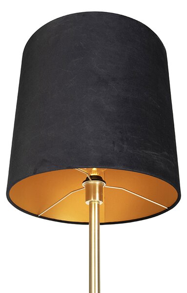 Lampă de podea clasică din alamă cu abajur negru 40 cm - Simplo